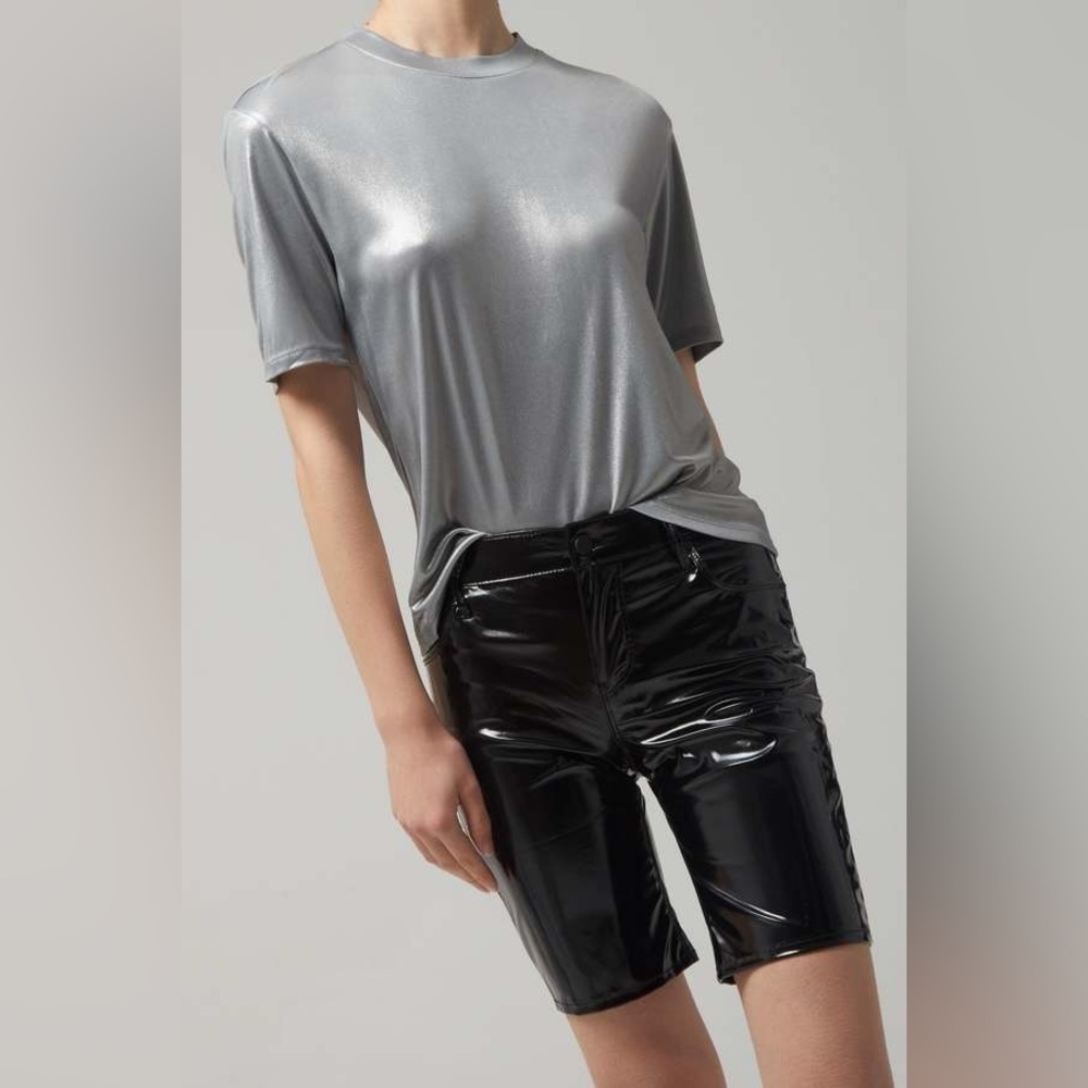 NWT RtA Benji Tee in Fountain Silver Shiny Metallic Y3K *TINY FLAW